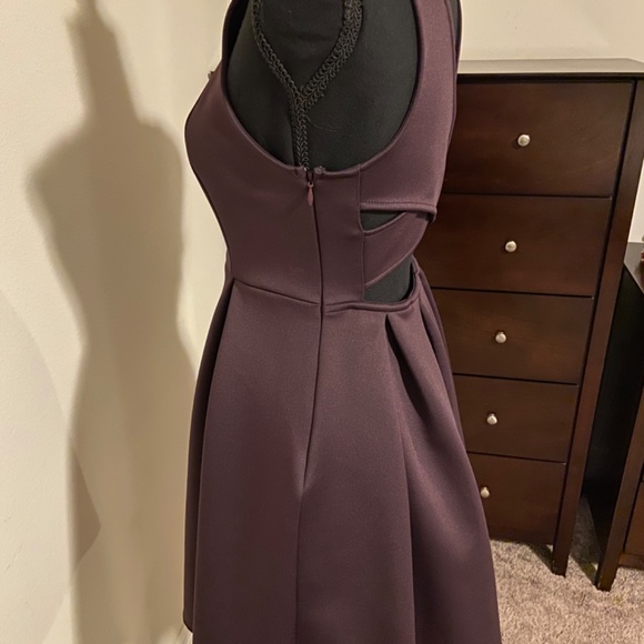 Express Purple Fit and Flare Dress with Crossed Straps - Picture 3 of 4